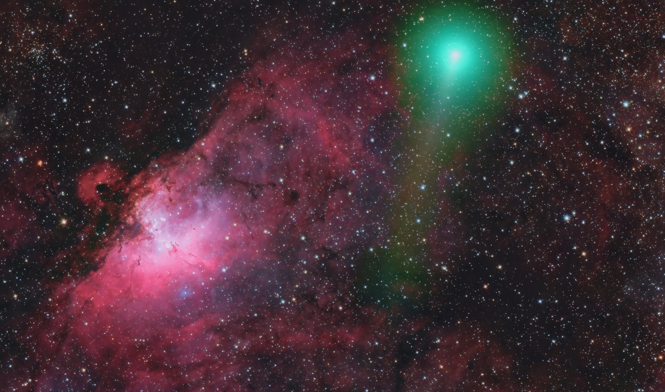 Comet SWAN & The Eagle Nebula (M16)
